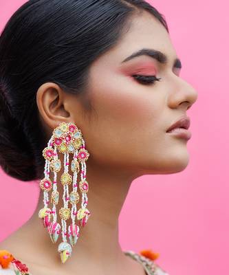 Gold plated multicolor yellow metal based earrings 1