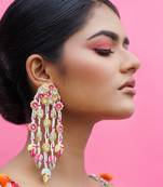 Gold plated multicolor yellow metal based earrings