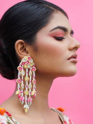 Gold plated multicolor yellow metal based earrings 2