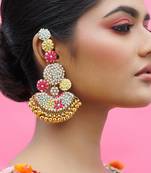 Metal based multicolor yellow gold plated earrings