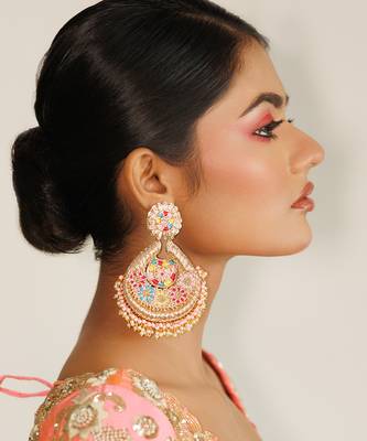 Multicolor yellow gold metal based plated earrings 1