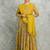 Mustard yelow floral printed georgette anarkali with scalloping dupatta set of 3