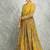 Mustard yelow floral printed georgette anarkali with scalloping dupatta set of 3