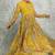 Mustard yelow floral printed georgette anarkali with scalloping dupatta set of 3