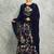 Blue floral printed georgette anarkali with scalloping dupatta set of 3