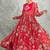 Hot pink floral printed georgette anarkali with scalloping dupatta set of 3