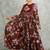 Wine floral printed georgette anarkali with scalloping dupatta set of 3