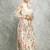 White floral printed georgette anarkali with scalloping dupatta set of 3