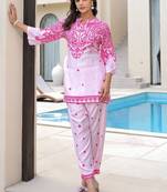 rose pink embroidered blended kurta sets
