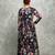 Blue floral printed georgette anarkali with scalloping dupatta set of 3