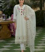 misri light white embroidered cotton kurta sets