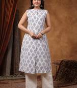 indigo blue printed cotton kurta sets