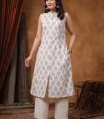 orchid lavender printed cotton kurta sets