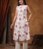 purple purple printed cotton kurta sets