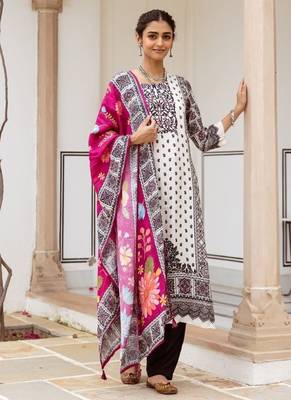 angel dark white printed blended kurta sets 1