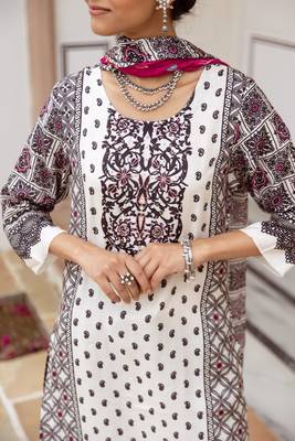 angel dark white printed blended kurta sets 3