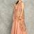 Peach lehenga with embroidered cape and crop top bustier