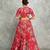Hot Pink Floral Printed Lehenga with Embroidered Blouse & Dupatta