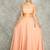 Peach lehenga with embroidered cape and crop top bustier