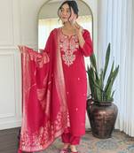 Women  Roman Silk Straight Kurta Pant and Dupatta Set