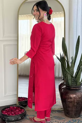 Women  Roman Silk Straight Kurta Pant and Dupatta Set