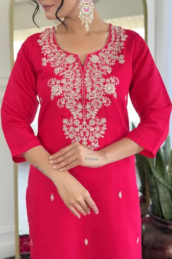 Women  Roman Silk Straight Kurta Pant and Dupatta Set