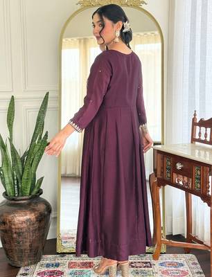 Women Beautiful Vichitra Silk Flared Kurta Pant and Dupatta Set 2