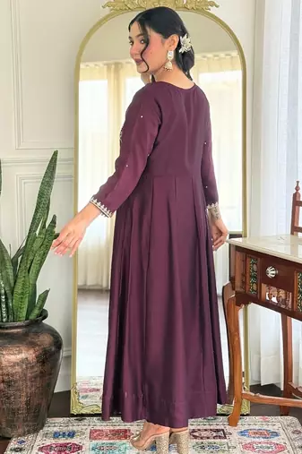 Women Beautiful Vichitra Silk Flared Kurta Pant and Dupatta Set
