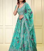 Digital Print Georgette sequin Work Lehenga Choli With Unstitched Blouse and Dupatta
