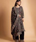 Black Georgette Kurta Pant Set with Dupatta