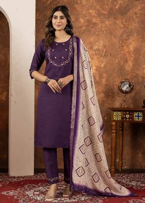 Wine colour with embrodiery work marin silk stitch for women 1
