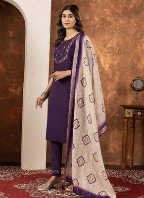 Wine colour with embrodiery work marin silk stitch for women 2