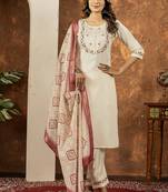 Off white colour with embrodiery work marin silk stitch for women