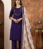 Purple colour with embrodiery work marin silk stitch for women