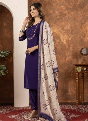 Purple colour with embrodiery work marin silk stitch for women 3