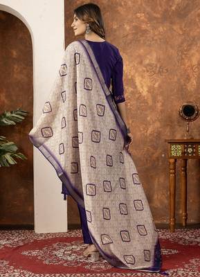 Purple colour with embrodiery work marin silk stitch for women 5