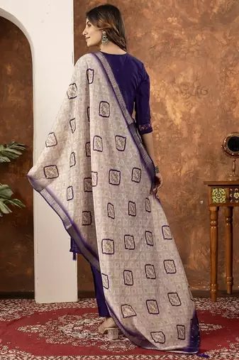 Purple colour with embrodiery work marin silk stitch for women