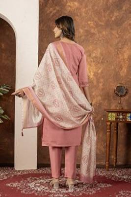 Peach colour with embrodiery work marin silk stitch for women 4