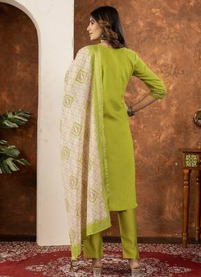 Parrot green colour with embrodiery work marin silk stitch for women 5