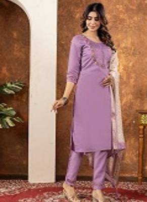 Lavender colour with embrodiery work marin silk stitch for women 1