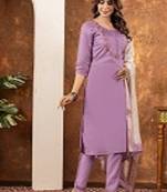 Lavender colour with embrodiery work marin silk stitch for women
