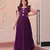 Purple faux blooming with sequins multithreaded beads embroidered work gown