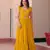Yellow faux blooming with sequins multi threaded beads embroidered work gown