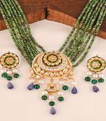pearl ruby zoisite meena necklace set