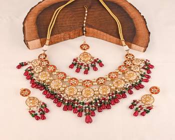 Pearl green onyx meena necklace set 1