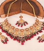 Pearl green onyx meena necklace set