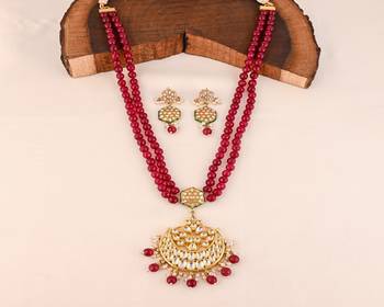 Pearl ruby quartz meena necklace set 1