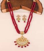 Pearl ruby quartz meena necklace set