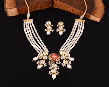 White pearl meena necklace set 1