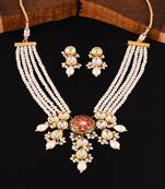 White pearl meena necklace set